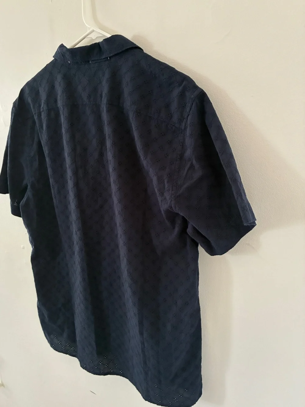 Banana Republic Navy Eyelet Casual Button-Down Shirt